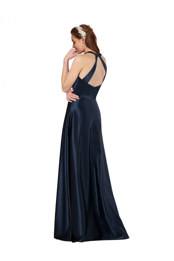 Sleeveless V-Neck Keyhole Back Satin A-Line Formal Evening Gown / Prom Dress / Bridesmaid Dress Newcastle